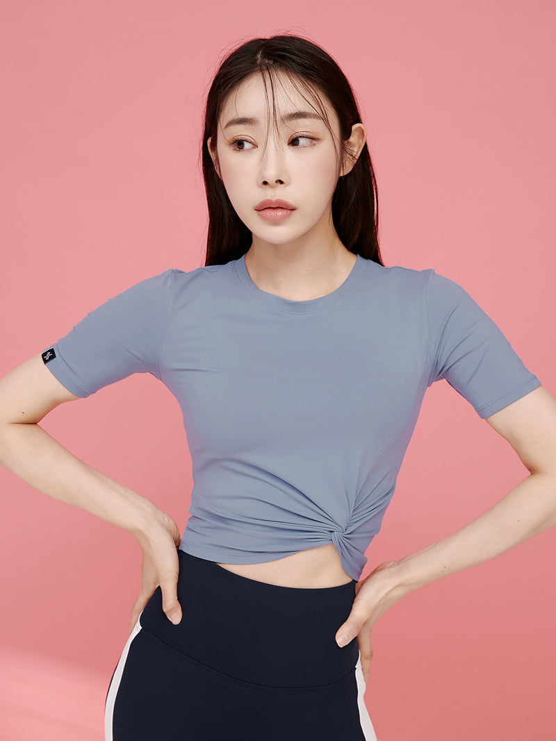 涼感羽毛美腰扭結短版上衣|共16色|XT4316F