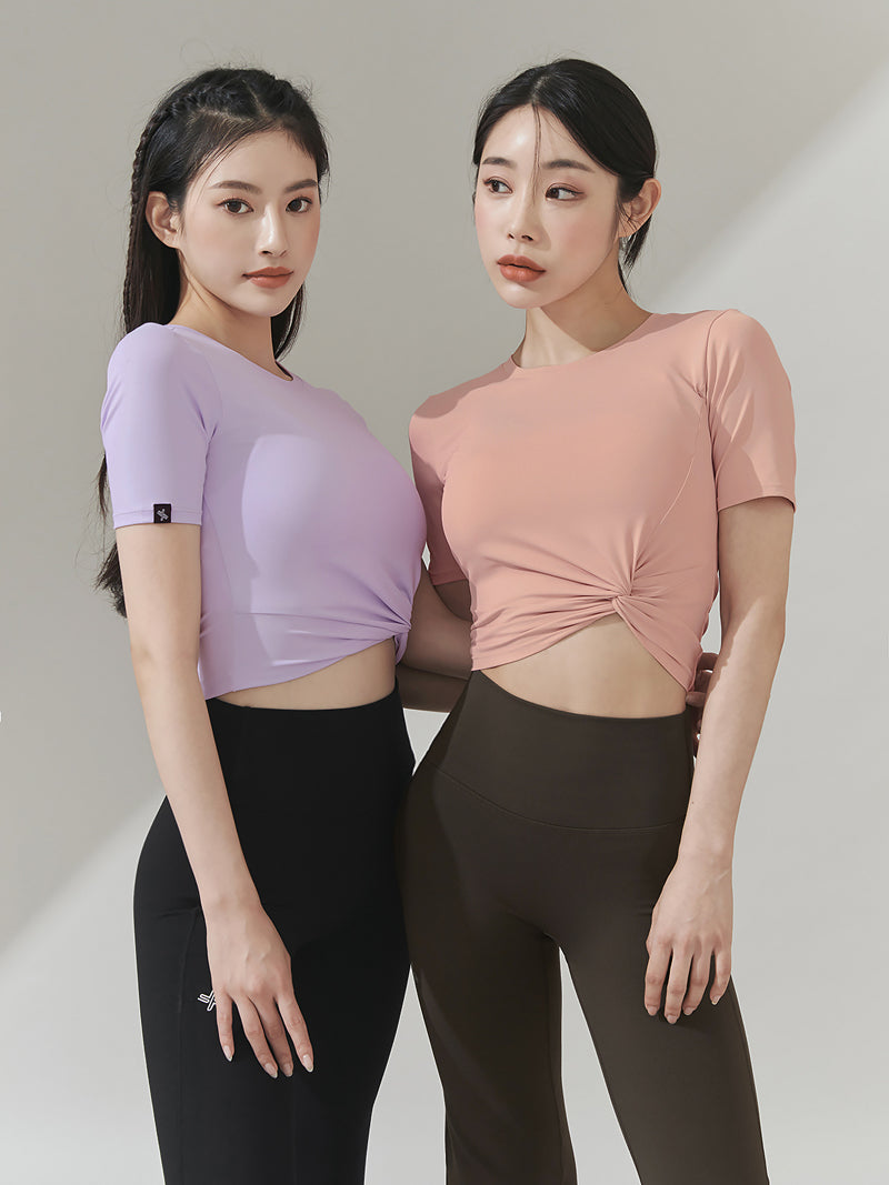 涼感羽毛美腰扭結短版上衣|共16色|XT4316F
