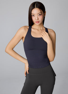 [SET] X美背開衩圓領背心上衣&羅紋彈力側開衩靴型喇叭褲