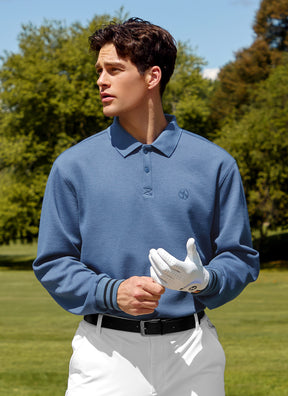 Golf 高爾夫 X圓標珠地棉POLO領保暖長袖上衣｜共3色｜XGMLT06J3