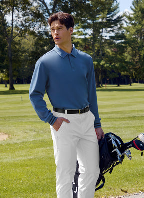 Golf 高爾夫 X圓標珠地棉POLO領保暖長袖上衣｜共3色｜XGMLT06J3