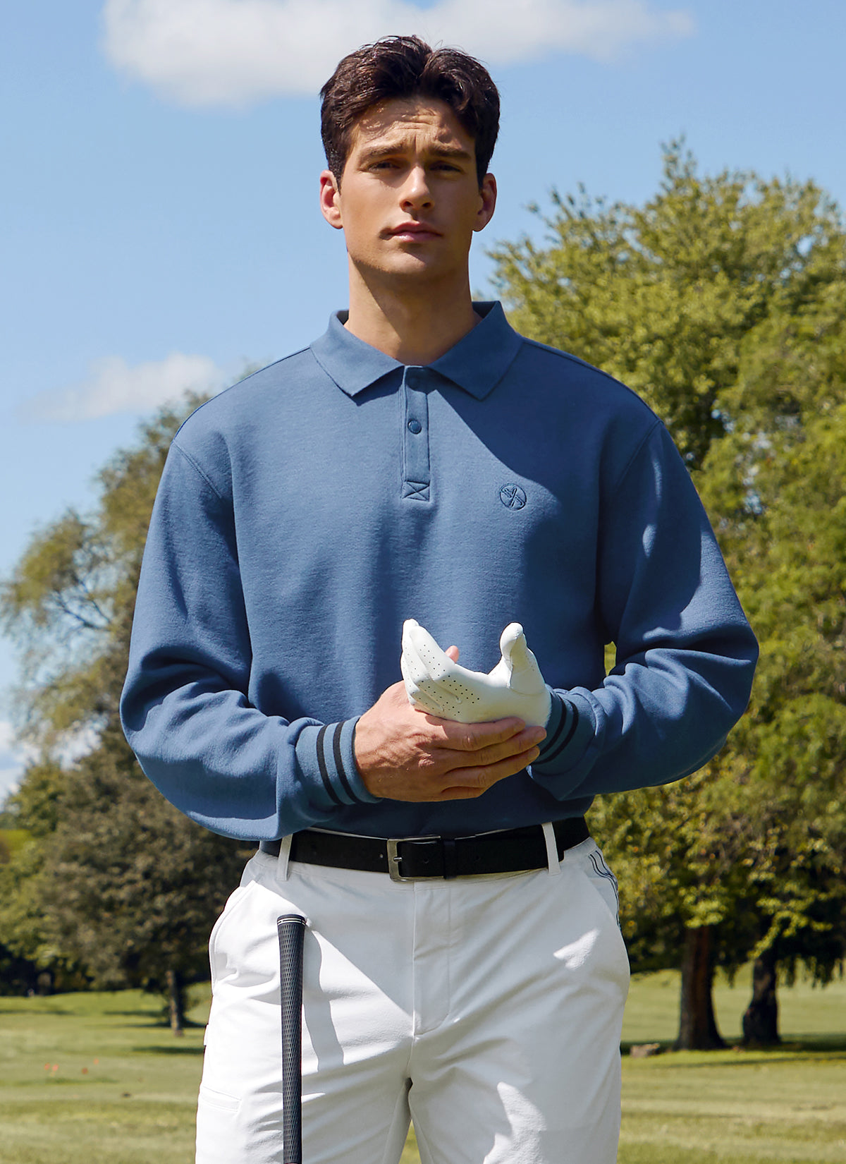 Golf 高爾夫 X圓標珠地棉POLO領保暖長袖上衣｜共3色｜XGMLT06J3