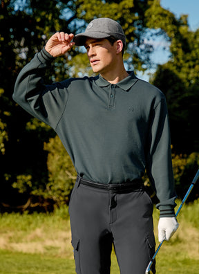 Golf 高爾夫 X圓標珠地棉POLO領保暖長袖上衣｜共3色｜XGMLT06J3