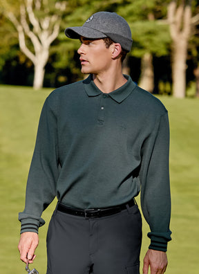 Golf 高爾夫 X圓標珠地棉POLO領保暖長袖上衣｜共3色｜XGMLT06J3