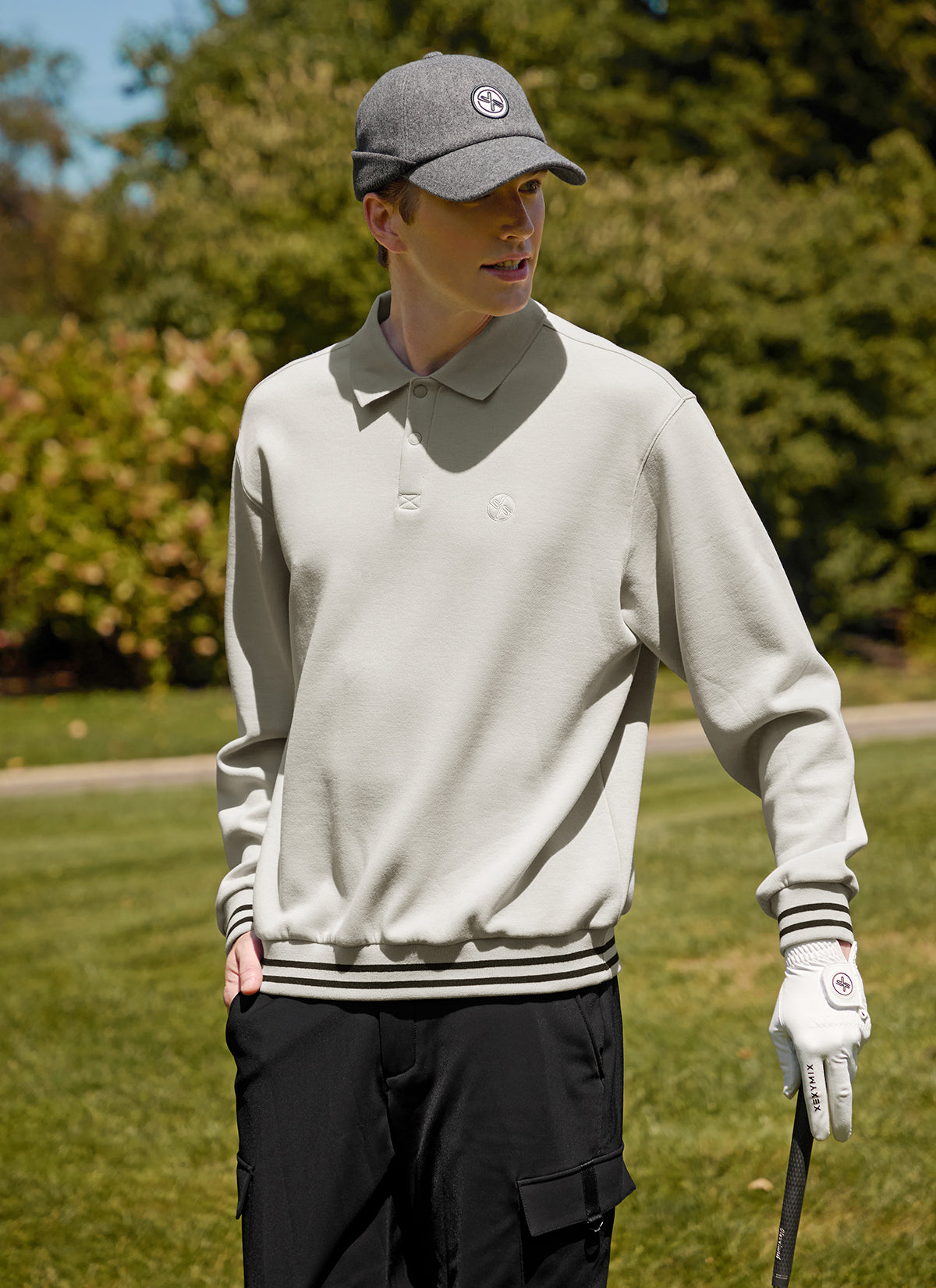 Golf 高爾夫 X圓標珠地棉POLO領保暖長袖上衣｜共3色｜XGMLT06J3
