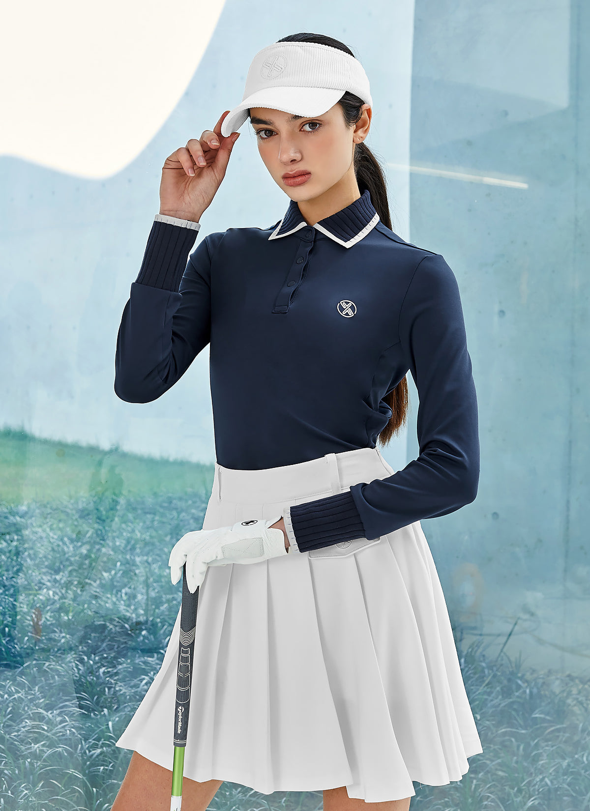 羅紋細拉絨配色POLO領長袖上衣｜共3色｜XGFLT07J3