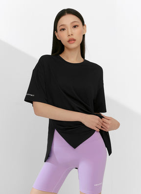 Ice Feather 2.0不對稱開衩寬鬆長版短袖上衣｜共6色｜XFK1TS1003