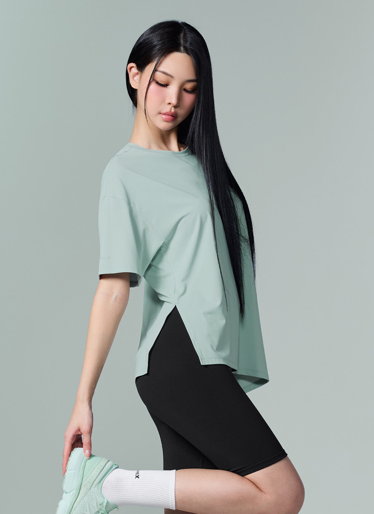 Ice Feather 2.0不對稱開衩寬鬆長版短袖上衣｜共6色｜XFK1TS1003