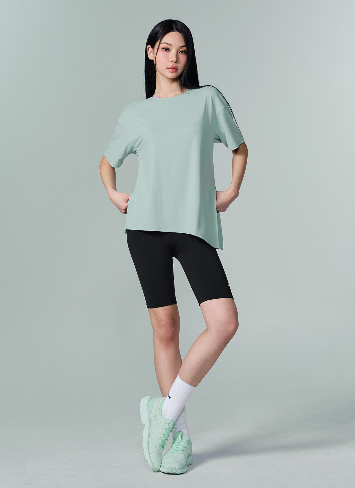 Ice Feather 2.0不對稱開衩寬鬆長版短袖上衣｜共6色｜XFK1TS1003
