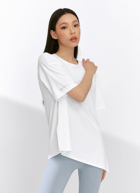 Ice Feather 2.0不對稱開衩寬鬆長版短袖上衣｜共6色｜XFK1TS1003