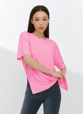 Ice Feather 2.0不對稱開衩寬鬆長版短袖上衣｜共6色｜XFK1TS1003