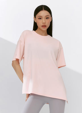 Ice Feather 2.0不對稱開衩寬鬆長版短袖上衣｜共6色｜XFK1TS1003