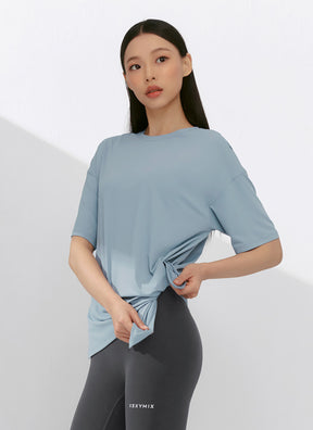 Ice Feather 2.0不對稱開衩寬鬆長版短袖上衣｜共6色｜XFK1TS1003
