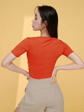 涼感羽毛美腰扭結短版上衣｜共16色｜XT4316F