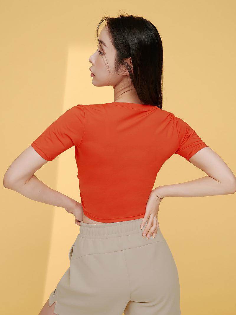 涼感羽毛美腰扭結短版上衣｜共16色｜XT4316F