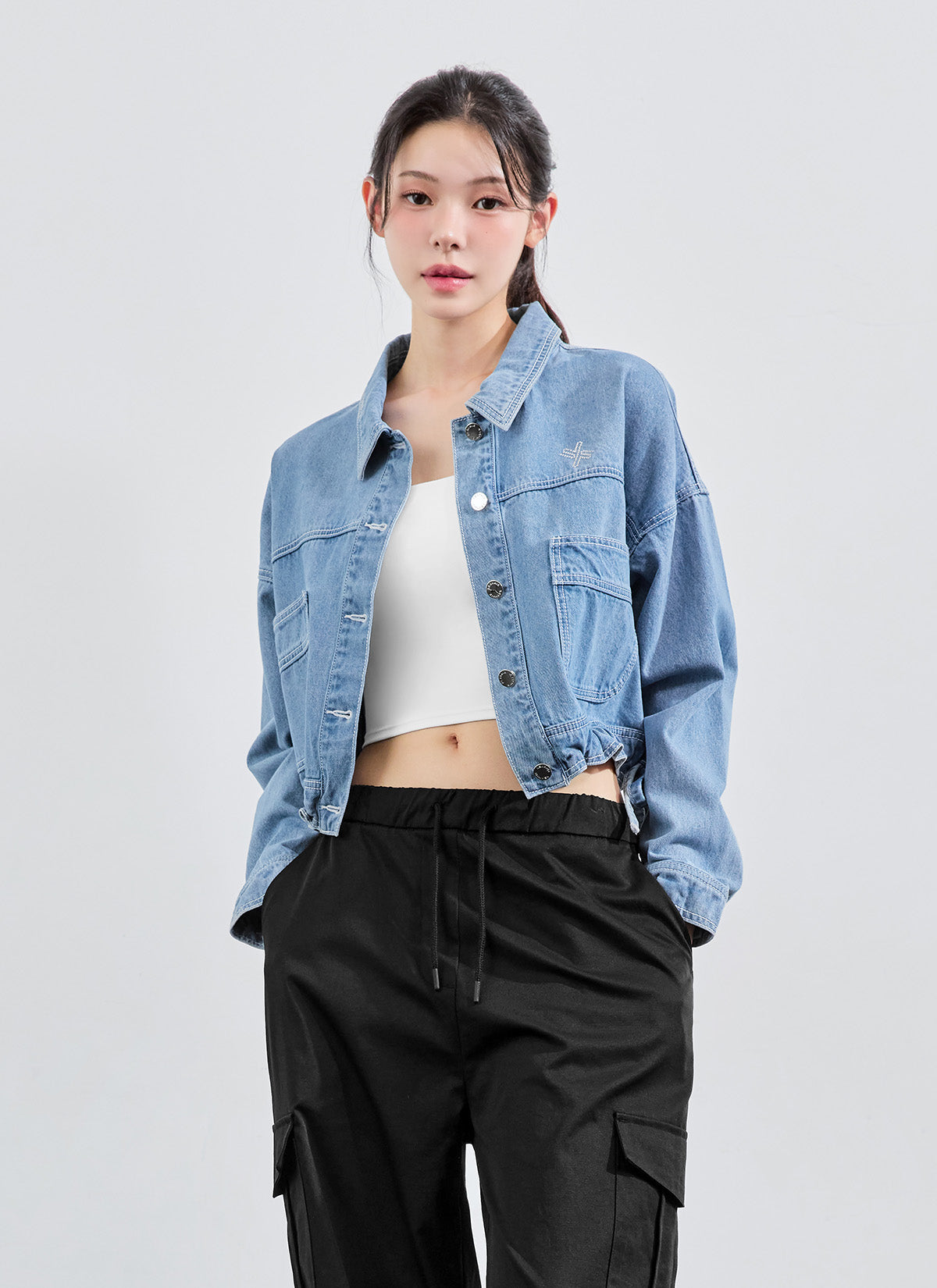 牛仔字母寬鬆夾克外套｜共2色｜XFK3JL1107