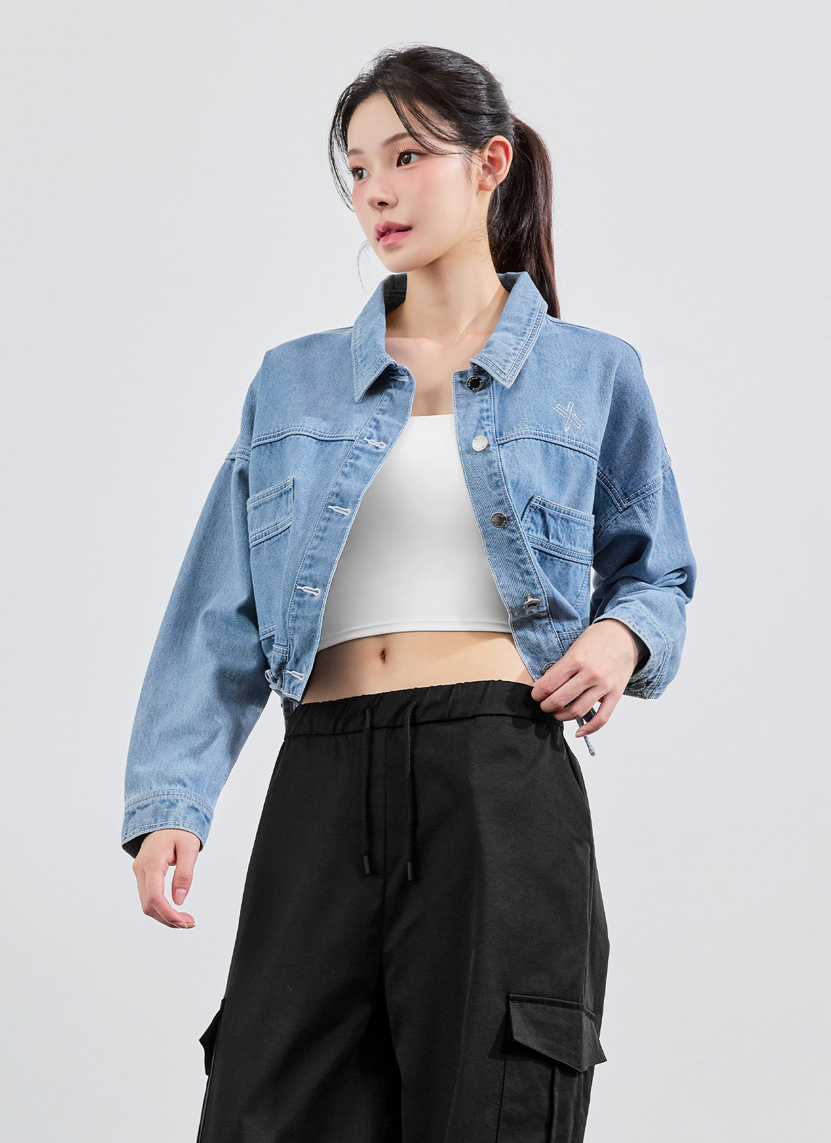 牛仔字母寬鬆夾克外套｜共2色｜XFK3JL1107