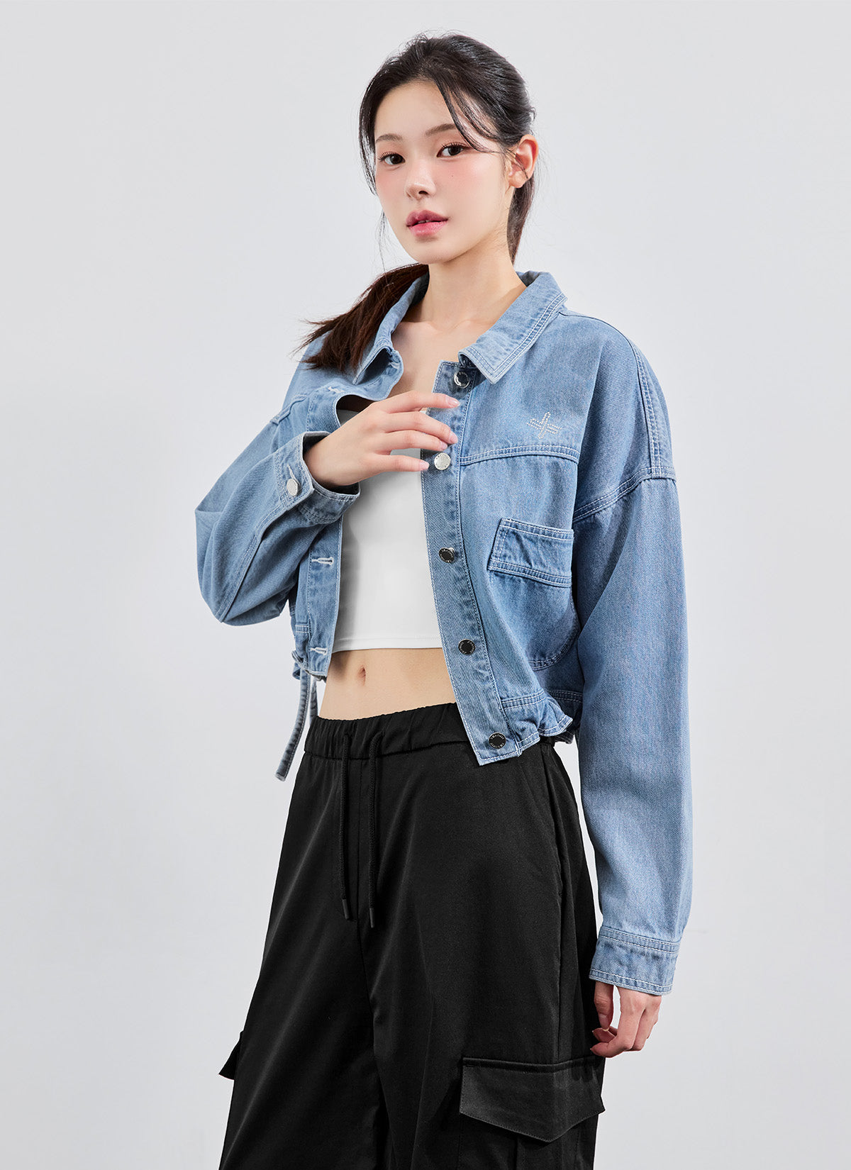 牛仔字母寬鬆夾克外套｜共2色｜XFK3JL1107