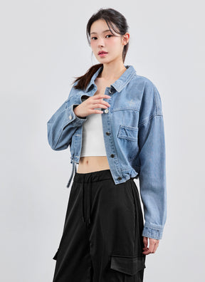 牛仔字母寬鬆夾克外套｜共2色｜XFK3JL1107
