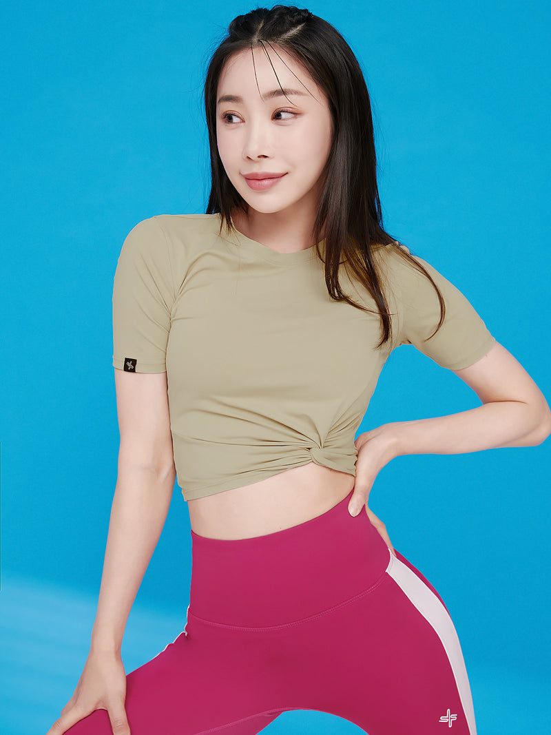 涼感羽毛美腰扭結短版上衣｜共16色｜XT4316F