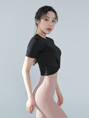 涼感羽毛美腰扭結短版上衣｜共16色｜XT4316F