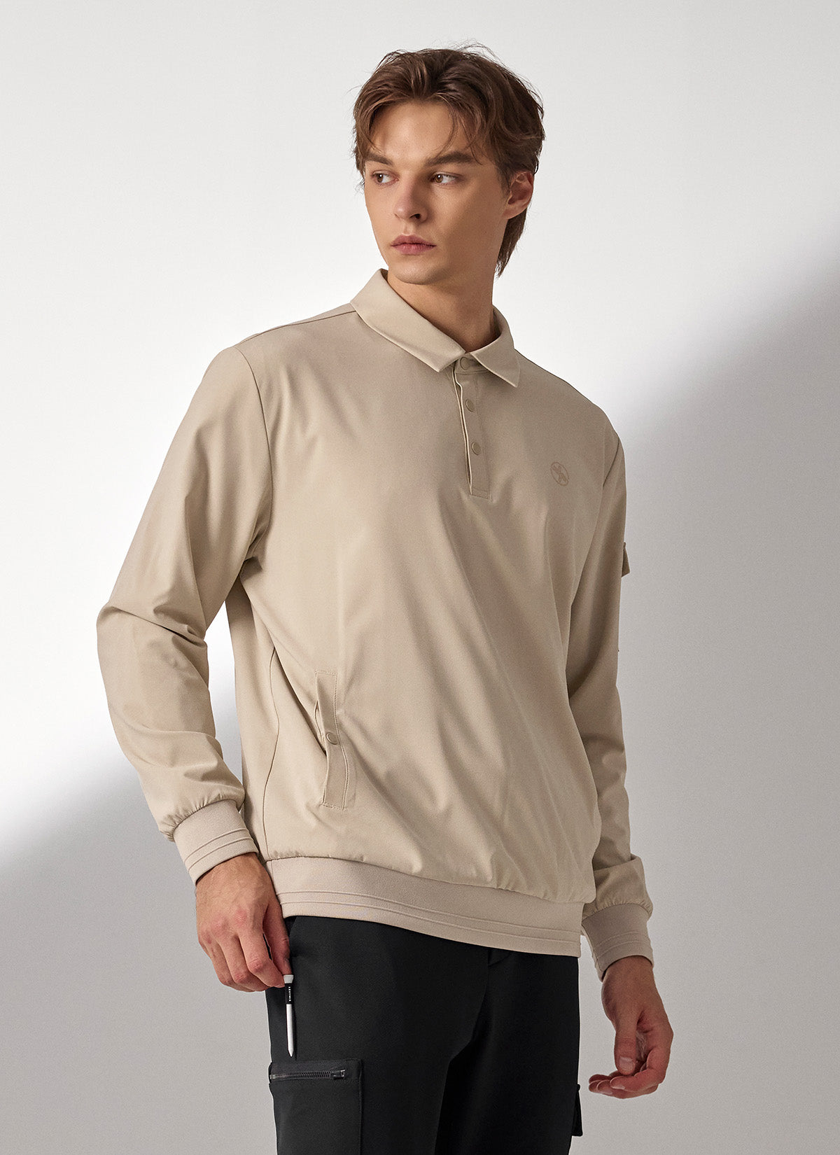 Men's Flex 梭織Polo衫長袖上衣｜共4色｜XMK3QL1201