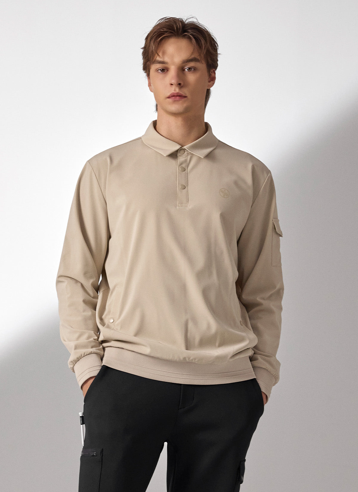 Men's Flex 梭織Polo衫長袖上衣｜共4色｜XMK3QL1201