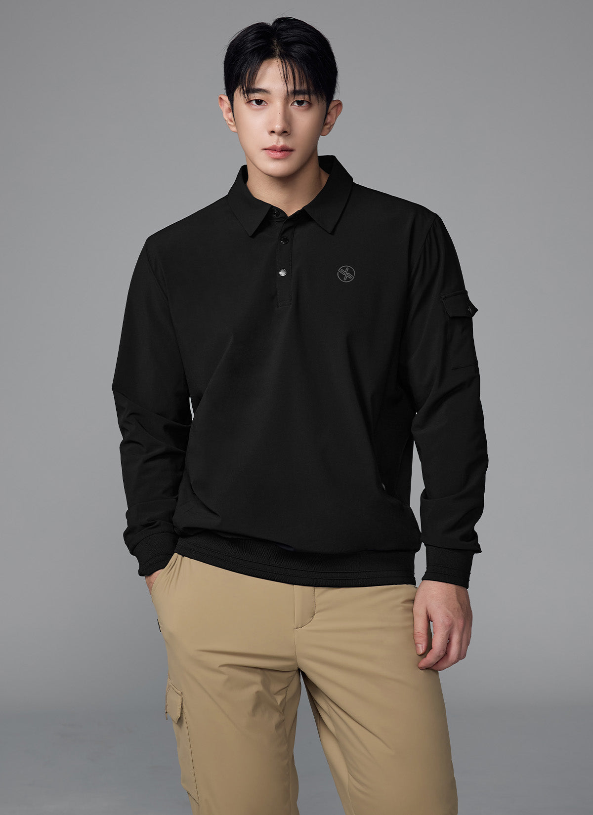 Men's Flex 梭織Polo衫長袖上衣｜共4色｜XMK3QL1201