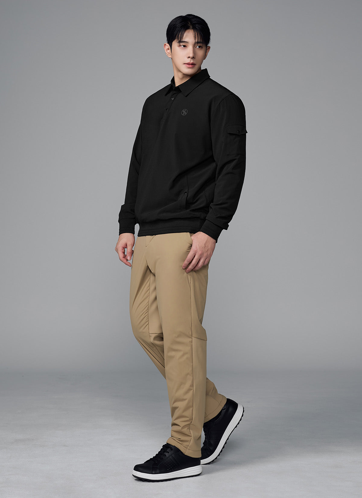 Men's Flex 梭織Polo衫長袖上衣｜共4色｜XMK3QL1201