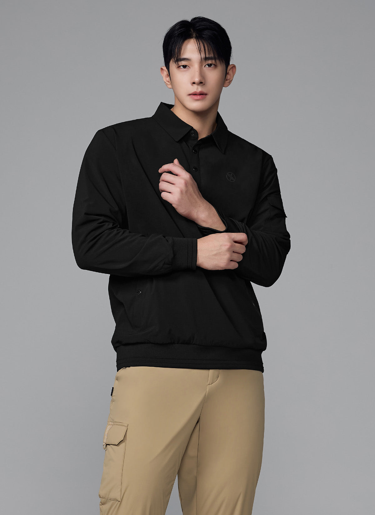 Men's Flex 梭織Polo衫長袖上衣｜共4色｜XMK3QL1201