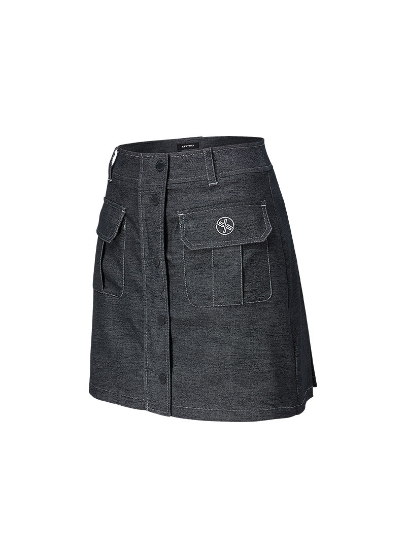 牛仔風格荷葉蛋糕裙 ( 2 in 1 )｜靛藍 Indigo｜XFK2RK1201