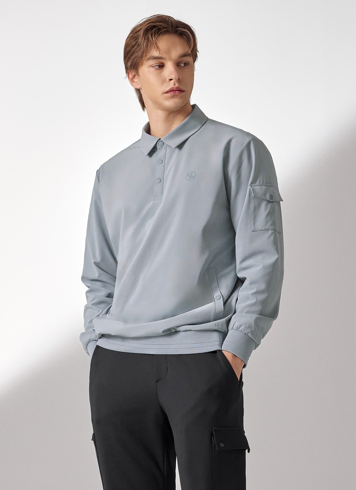Men's Flex 梭織Polo衫長袖上衣｜共4色｜XMK3QL1201