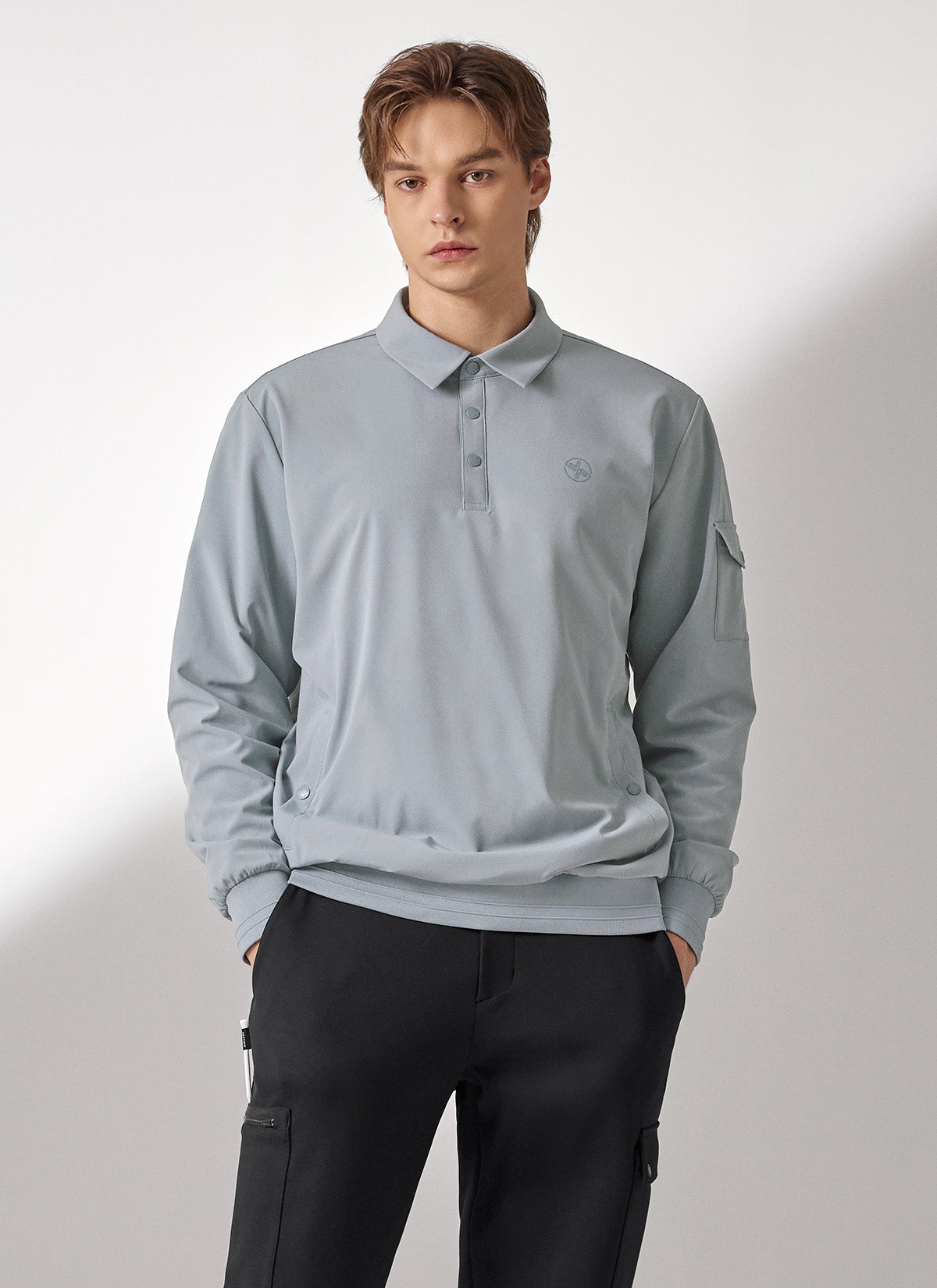 Men's Flex 梭織Polo衫長袖上衣｜共4色｜XMK3QL1201