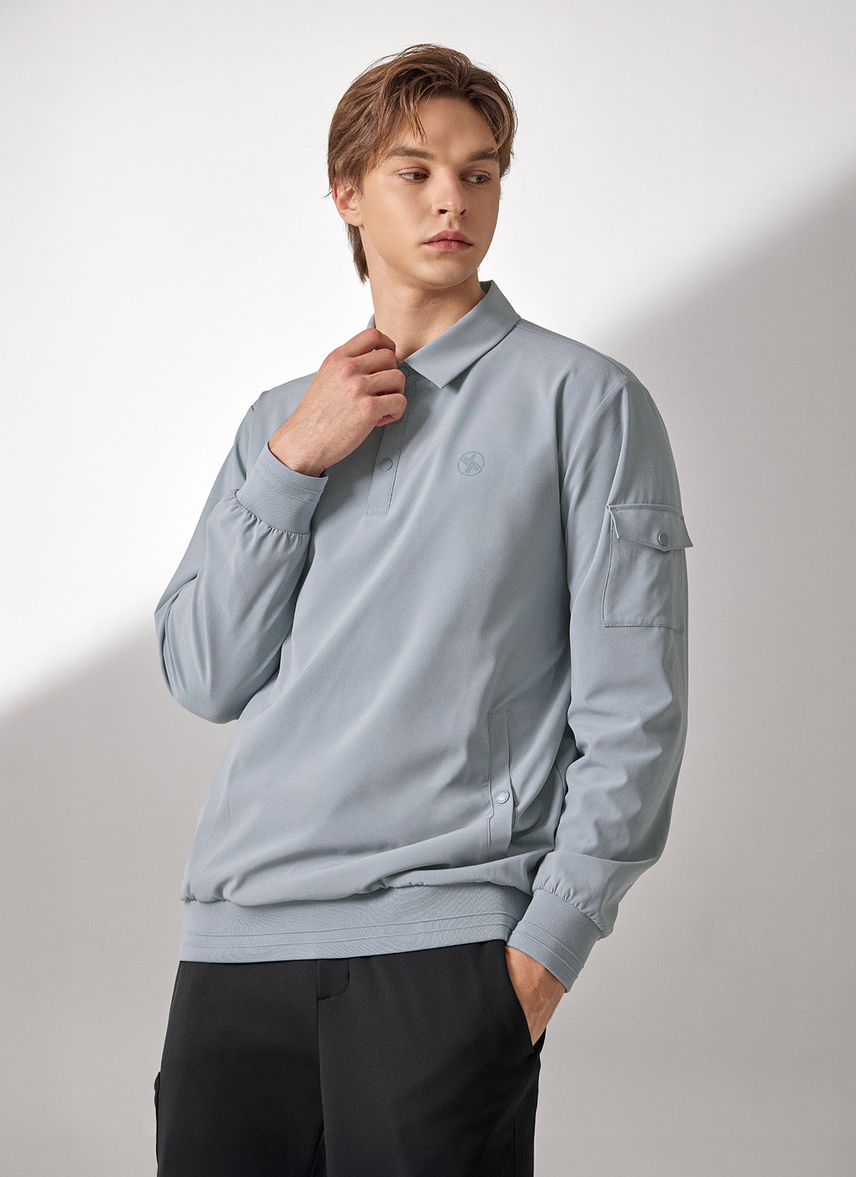 Men's Flex 梭織Polo衫長袖上衣｜共4色｜XMK3QL1201