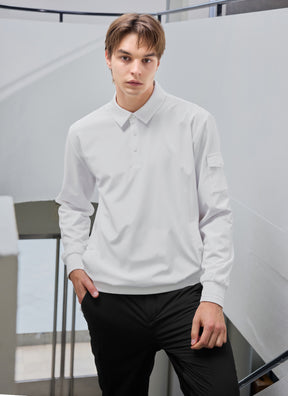 Men's Flex 梭織Polo衫長袖上衣｜共4色｜XMK3QL1201