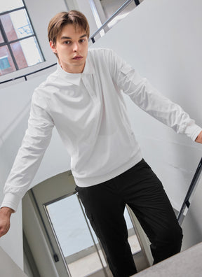 Men's Flex 梭織Polo衫長袖上衣｜共4色｜XMK3QL1201
