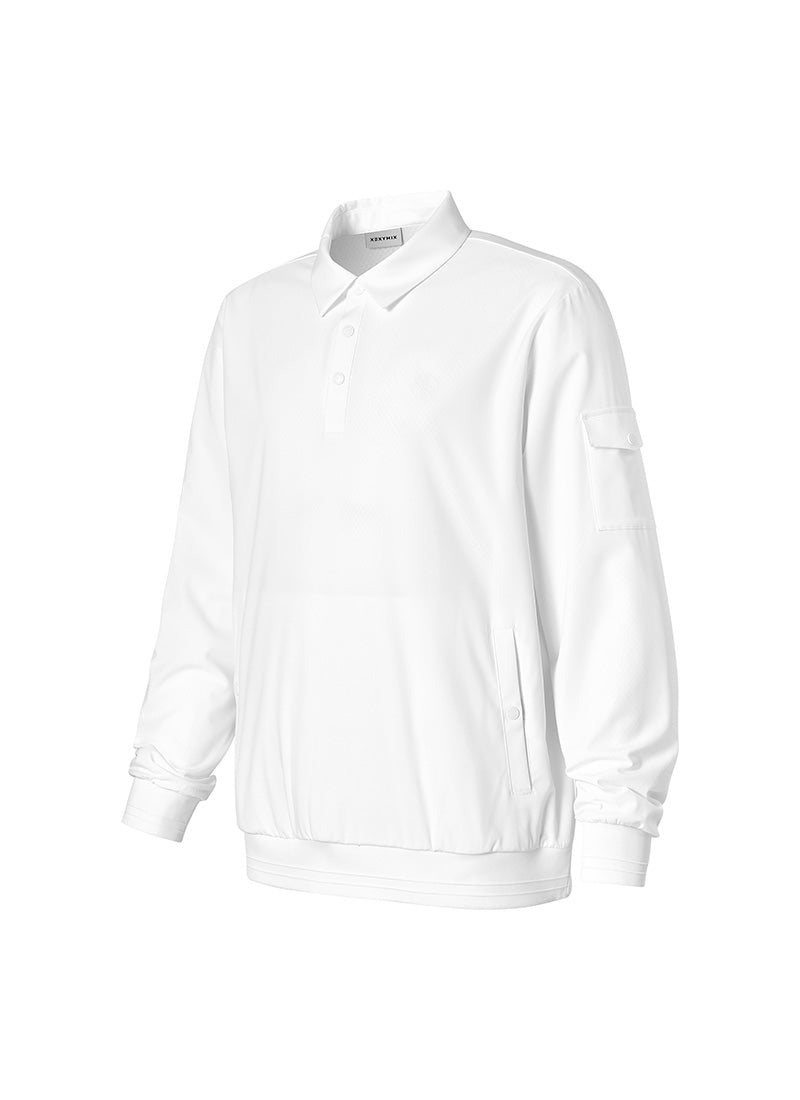 Men's Flex 梭織Polo衫長袖上衣｜共4色｜XMK3QL1201