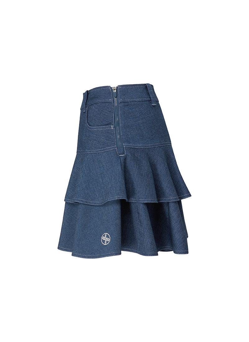 牛仔風格荷葉蛋糕裙 ( 2 in 1 )｜共2色｜XFK2RK1202