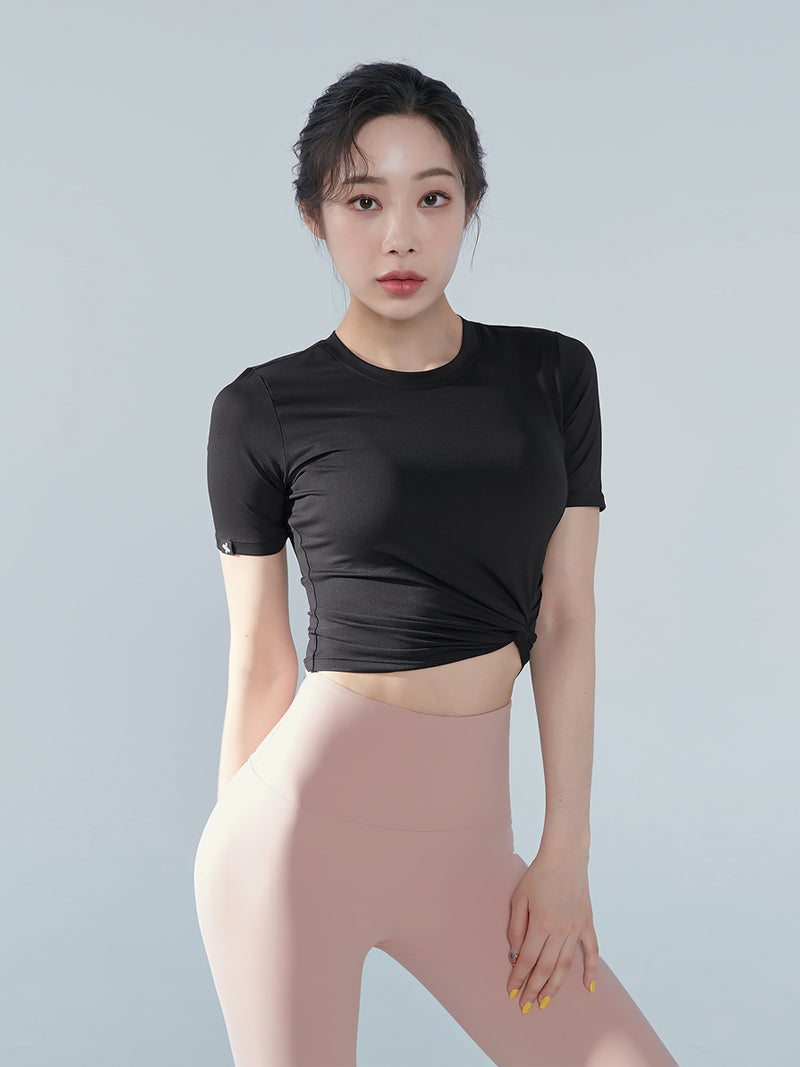 涼感羽毛美腰扭結短版上衣｜共16色｜XT4316F