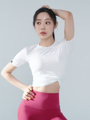 涼感羽毛美腰扭結短版上衣｜共16色｜XT4316F