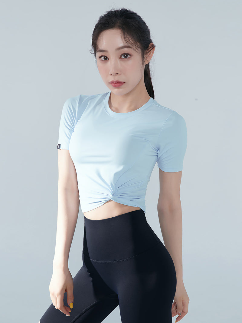 涼感羽毛美腰扭結短版上衣｜共16色｜XT4316F