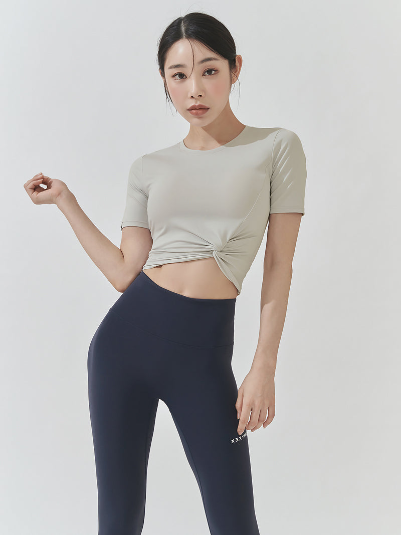 涼感羽毛美腰扭結短版上衣｜共16色｜XT4316F