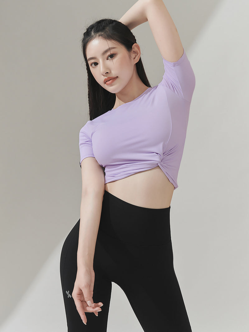涼感羽毛美腰扭結短版上衣｜共16色｜XT4316F
