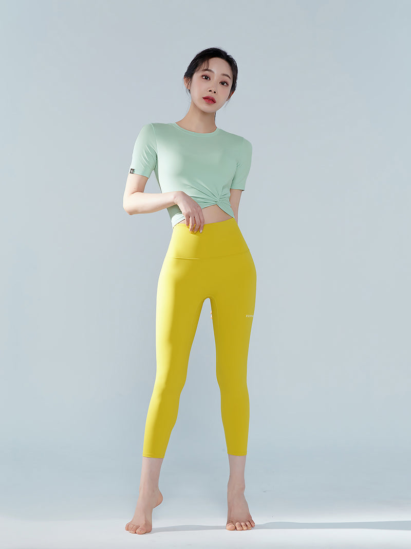 涼感羽毛美腰扭結短版上衣｜共16色｜XT4316F