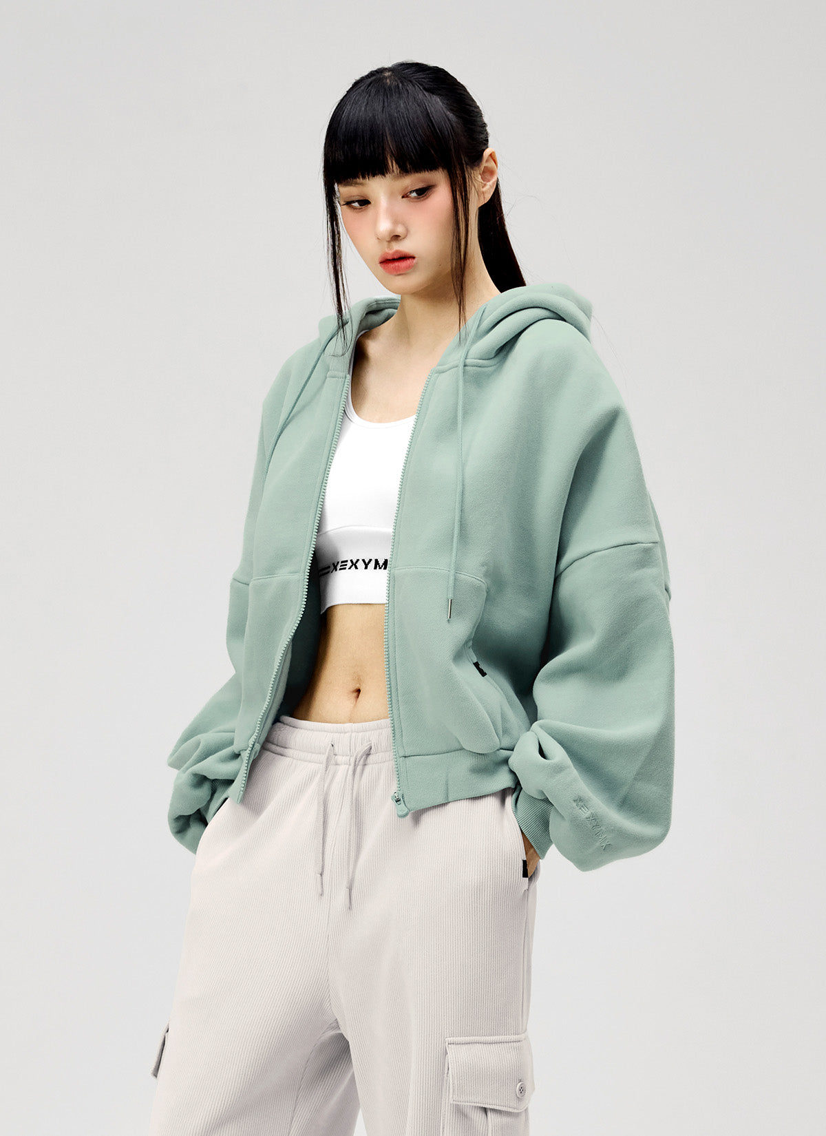 寬鬆短版泡泡袖連帽外套  ｜共11色｜XA5127N