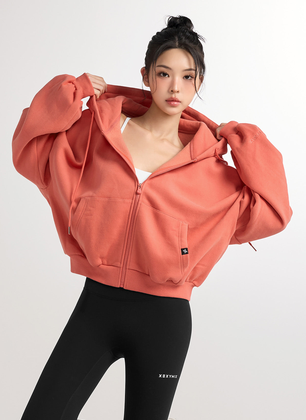 寬鬆短版泡泡袖連帽外套  ｜共11色｜XA5127N