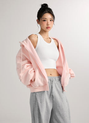 寬鬆短版泡泡袖連帽外套  ｜共11色｜XA5127N
