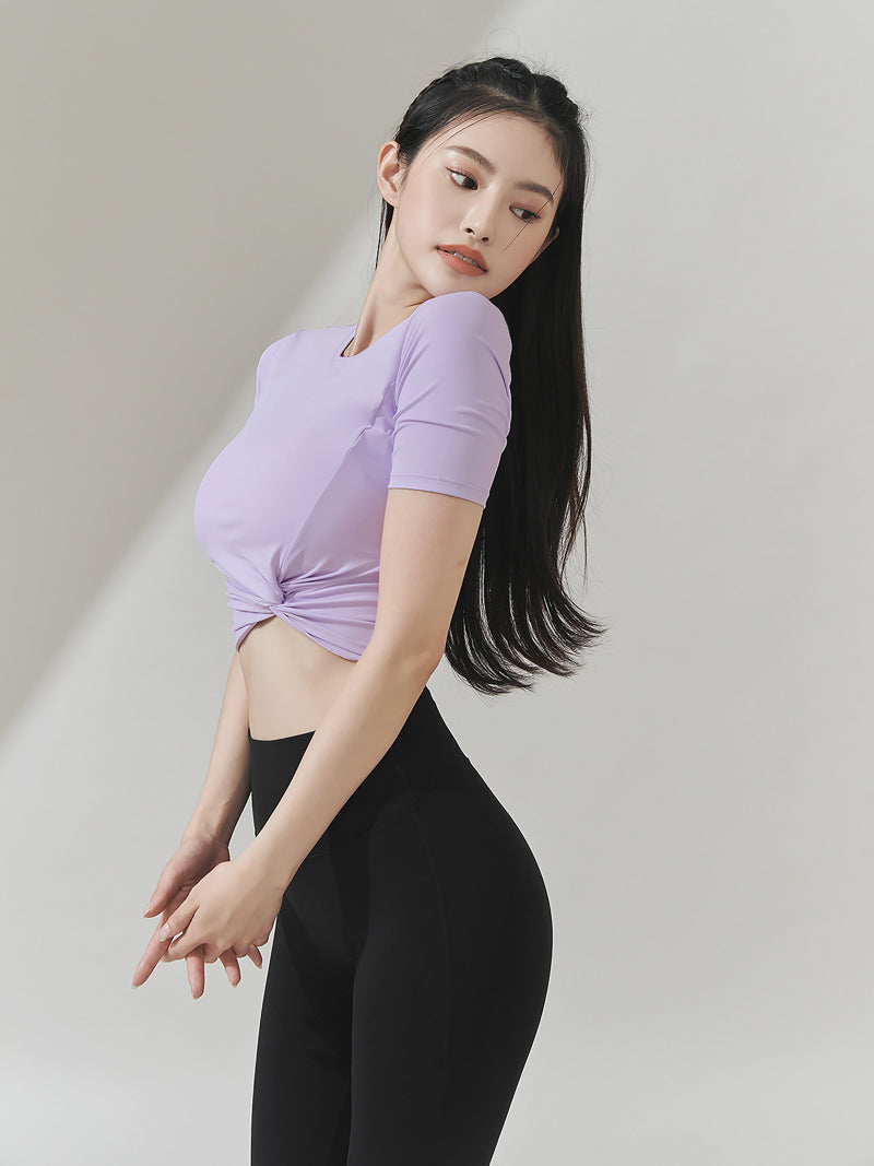 涼感羽毛美腰扭結短版上衣｜共16色｜XT4316F