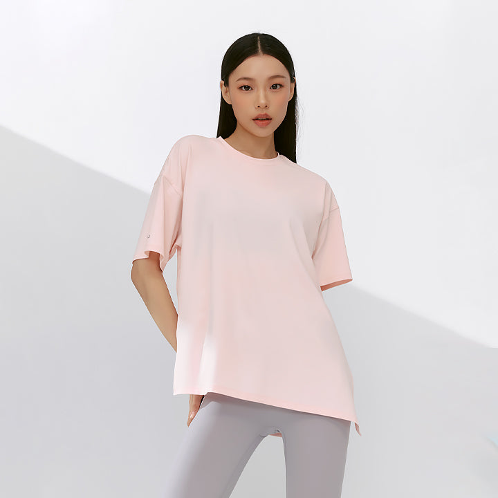 Ice Feather 2.0不對稱開衩寬鬆長版短袖上衣｜共6色｜XFK1TS1003