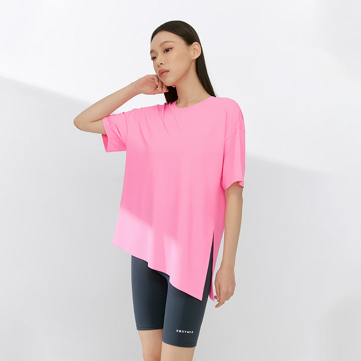 Ice Feather 2.0不對稱開衩寬鬆長版短袖上衣｜共6色｜XFK1TS1003